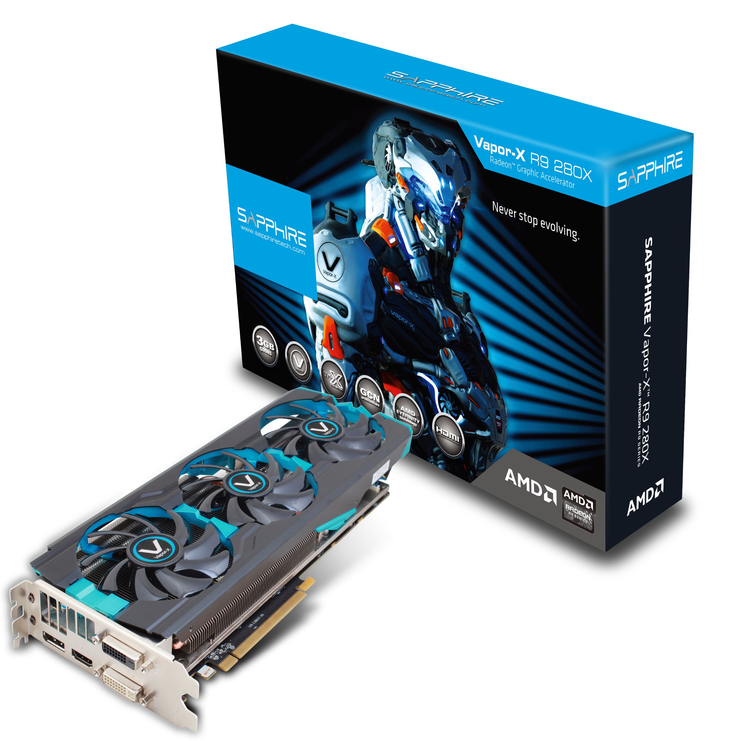 Placa gráfica Sapphire Radeon Vapor-X R9 280X 3GB GDDR5 DVI-I/DVI